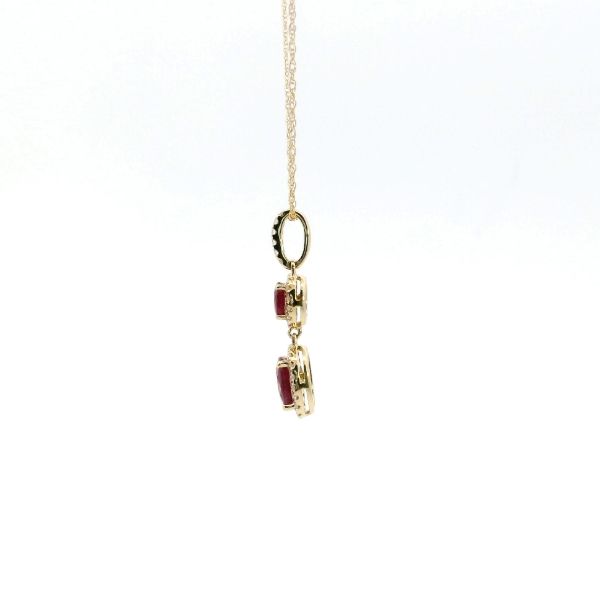 14KY Ruby and Diamond Halo Drop Pendant Image 4 Kiefer Jewelers Lutz, FL