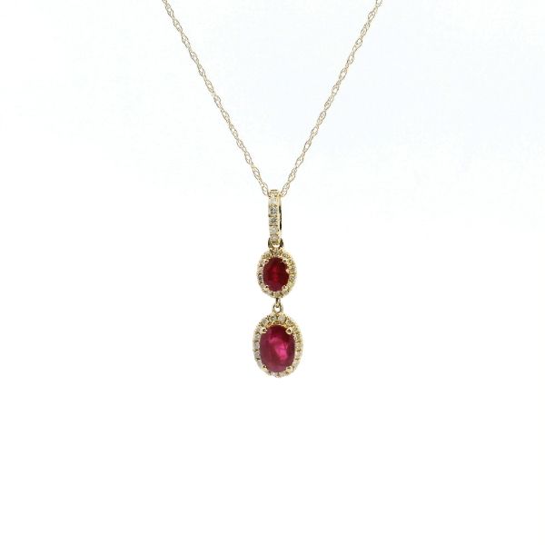 14KY Ruby and Diamond Halo Drop Pendant Kiefer Jewelers Lutz, FL