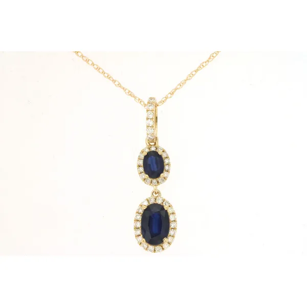 14KY Sapphire and Diamond Halo Drop Pendant Kiefer Jewelers Lutz, FL