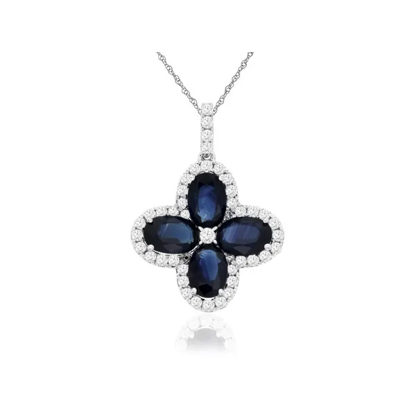 14KW Sapphire and Diamond Clover Pendant Kiefer Jewelers Lutz, FL