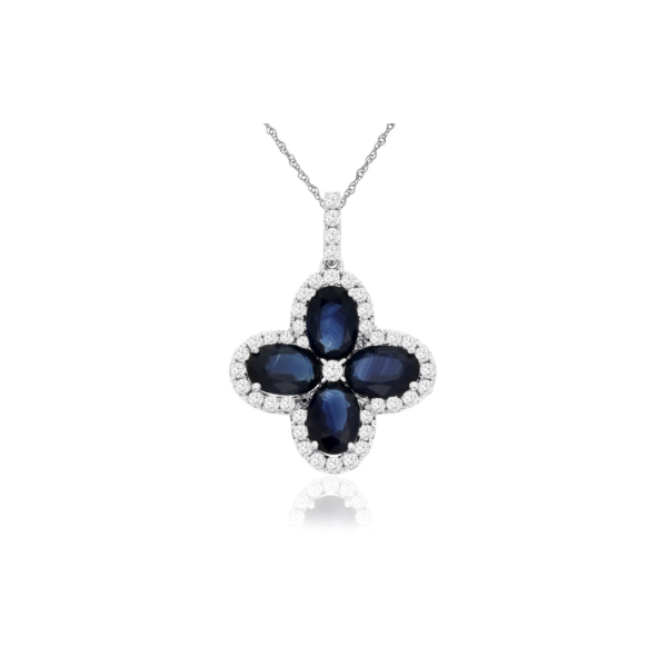 14KW Sapphire and Diamond Clover Pendant Kiefer Jewelers Lutz, FL