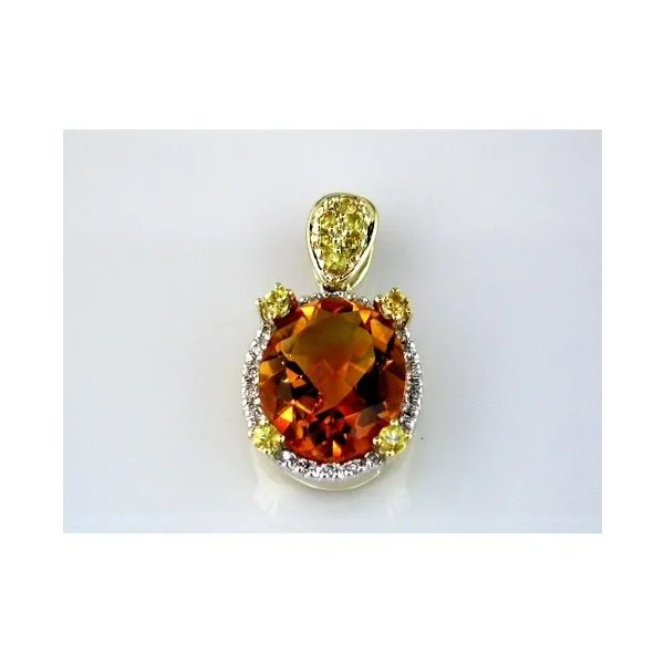 14KY Oval Citrine Pendant with Diamond and Yellow Spinel Kiefer Jewelers Lutz, FL