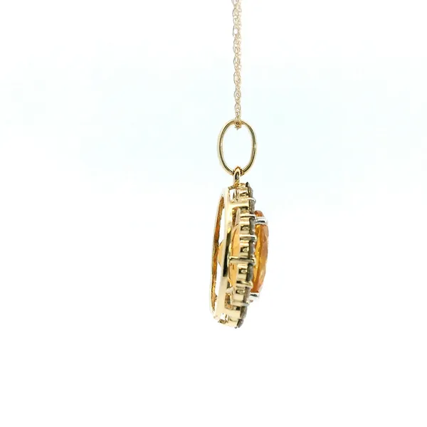 14KY Oval Citrine and Diamond Double Halo Pendant Image 3 Kiefer Jewelers Lutz, FL