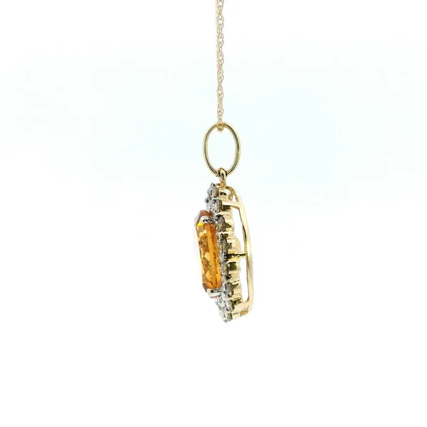 14KY Oval Citrine and Diamond Double Halo Pendant Image 4 Kiefer Jewelers Lutz, FL