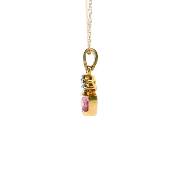 14KY Pink Sapphire and Diamond Pendant Image 4 Kiefer Jewelers Lutz, FL