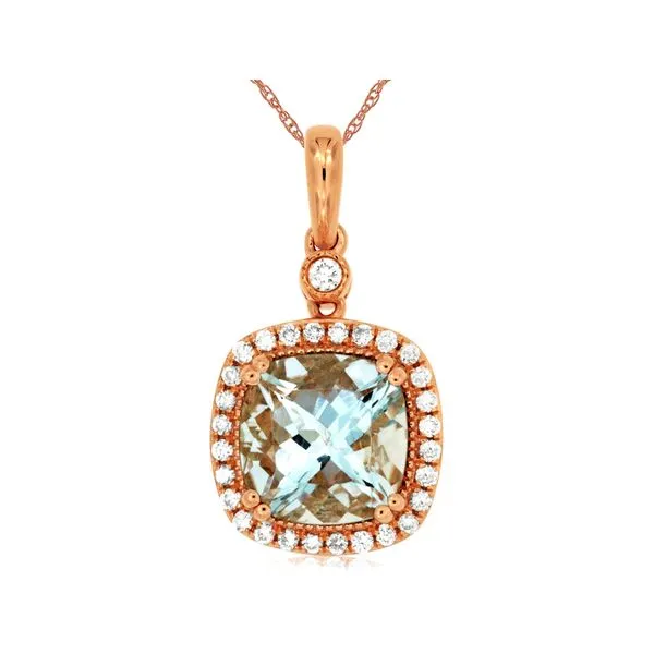 14KR Aqua Marine and Diamond Halo Pendant Kiefer Jewelers Lutz, FL
