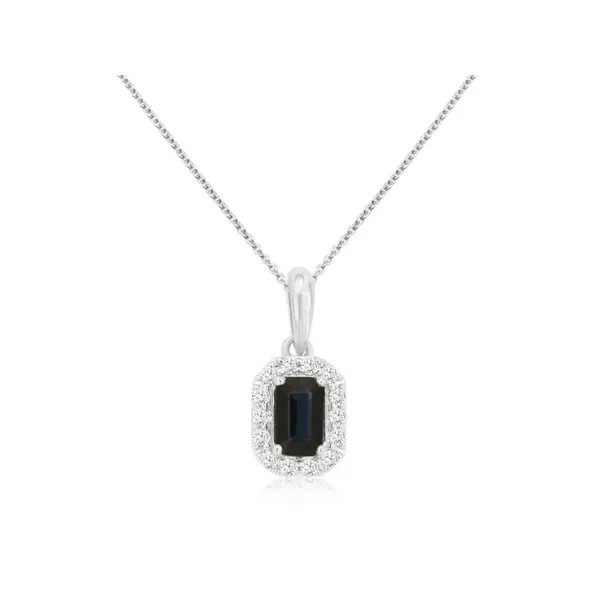 14KW Sapphire and Diamond Halo Pendant Kiefer Jewelers Lutz, FL