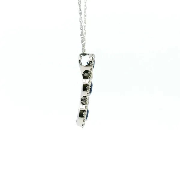 14KW Sapphire and Diamond Three Stone Pendant Image 3 Kiefer Jewelers Lutz, FL