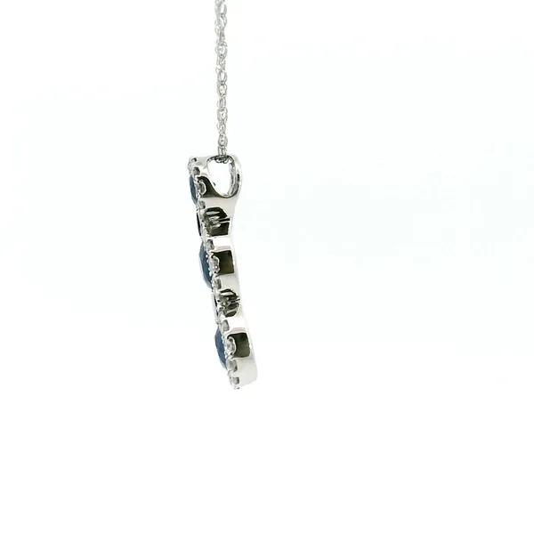 14KW Sapphire and Diamond Three Stone Pendant Image 4 Kiefer Jewelers Lutz, FL