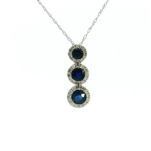 14KW Sapphire and Diamond Three Stone Pendant Kiefer Jewelers Lutz, FL