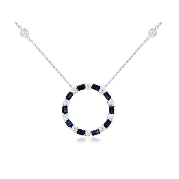 14KW Sapphire and Diamond Circle Pendant Kiefer Jewelers Lutz, FL
