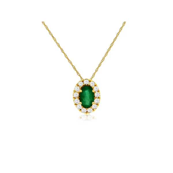 14KY Oval Emerald and Diamond Halo Pendant Kiefer Jewelers Lutz, FL