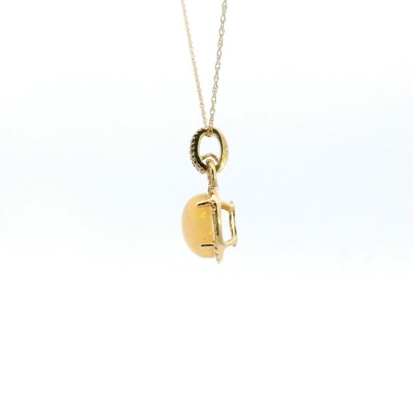 14KY Oval Opal and Diamond Halo Pendant Image 4 Kiefer Jewelers Lutz, FL