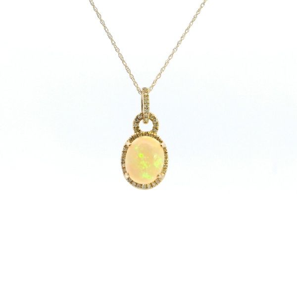 14KY Oval Opal and Diamond Halo Pendant Kiefer Jewelers Lutz, FL