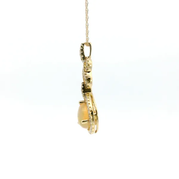 14KY Pear Shaped Opal and Diamond Halo Drop Pendant Image 4 Kiefer Jewelers Lutz, FL