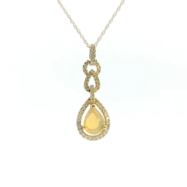 14KY Pear Shaped Opal and Diamond Halo Drop Pendant Kiefer Jewelers Lutz, FL
