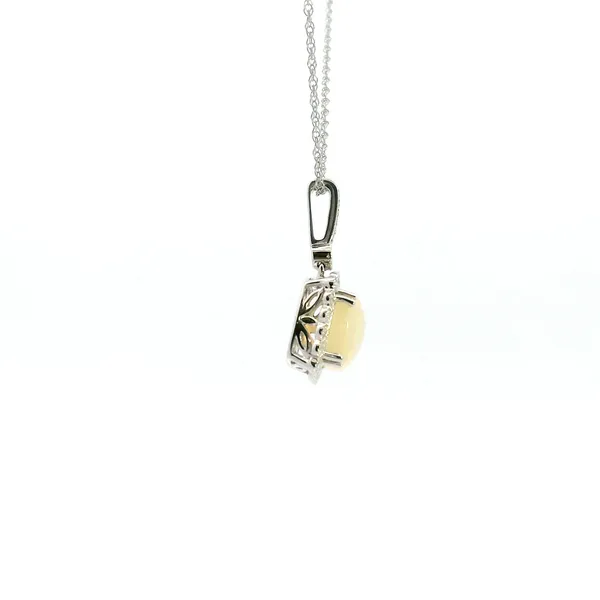 14KW Opal and Diamond Halo Pendant Image 3 Kiefer Jewelers Lutz, FL