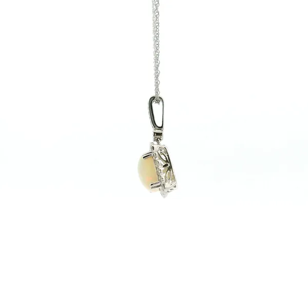 14KW Opal and Diamond Halo Pendant Image 4 Kiefer Jewelers Lutz, FL