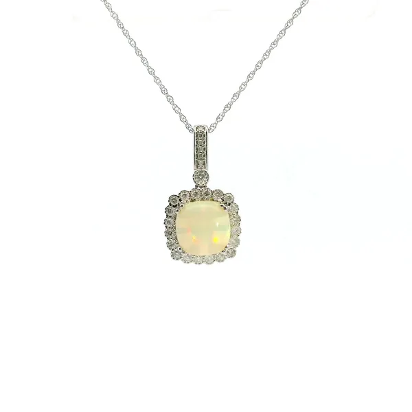 14KW Opal and Diamond Halo Pendant Kiefer Jewelers Lutz, FL