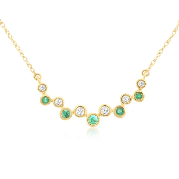 14KY Emerald and Diamond Bezel Set 