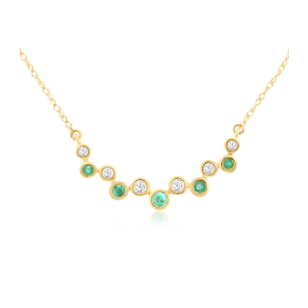 14KY Emerald and Diamond Bezel Set 