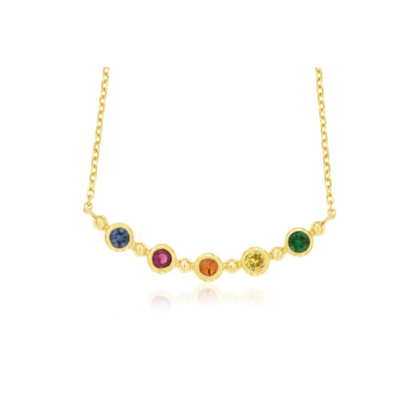 14KY Mixed Color Sapphire Smile Necklace Kiefer Jewelers Lutz, FL