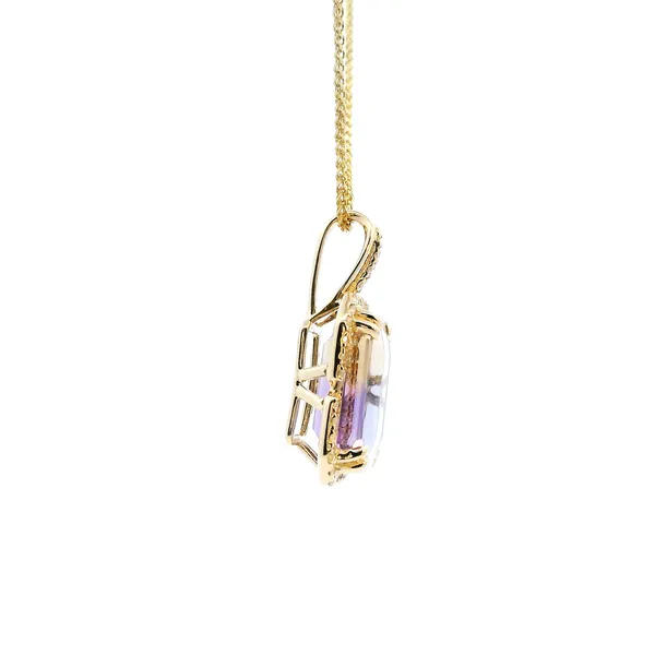 14KY Emerald Cut Ametrine and Diamond Halo Pendant Image 3 Kiefer Jewelers Lutz, FL