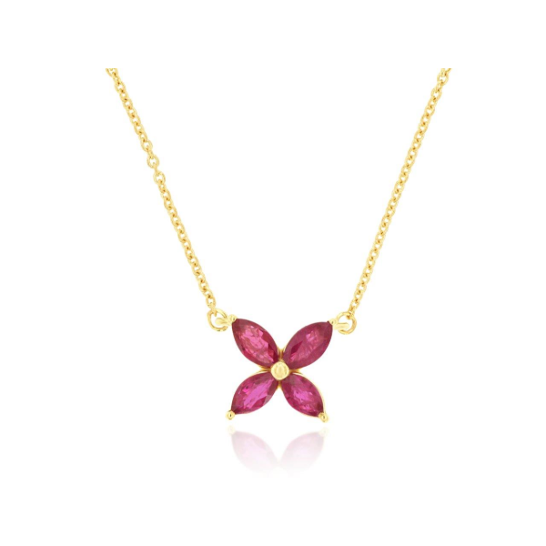 14KY Ruby Flower and Diamond Station Necklace Kiefer Jewelers Lutz, FL
