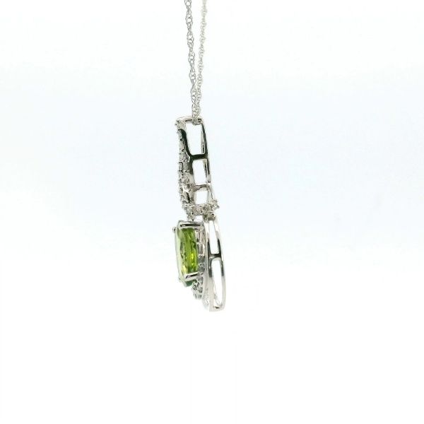 14KW Peridot and Diamond Swirl Pendant Image 4 Kiefer Jewelers Lutz, FL