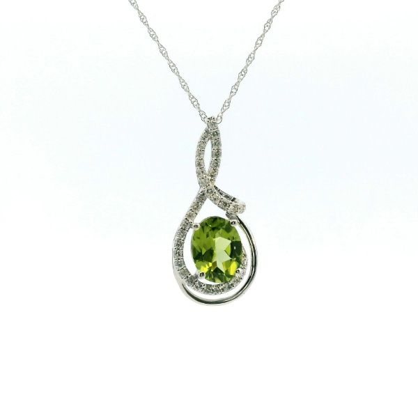 14KW Peridot and Diamond Swirl Pendant Kiefer Jewelers Lutz, FL