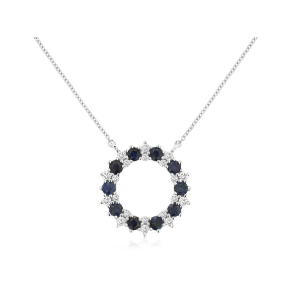 14KW Sapphire and Diamond Circle Pendant Kiefer Jewelers Lutz, FL