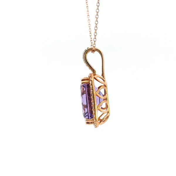 14KR Amethyst and Diamond Halo Pendant Image 4 Kiefer Jewelers Lutz, FL