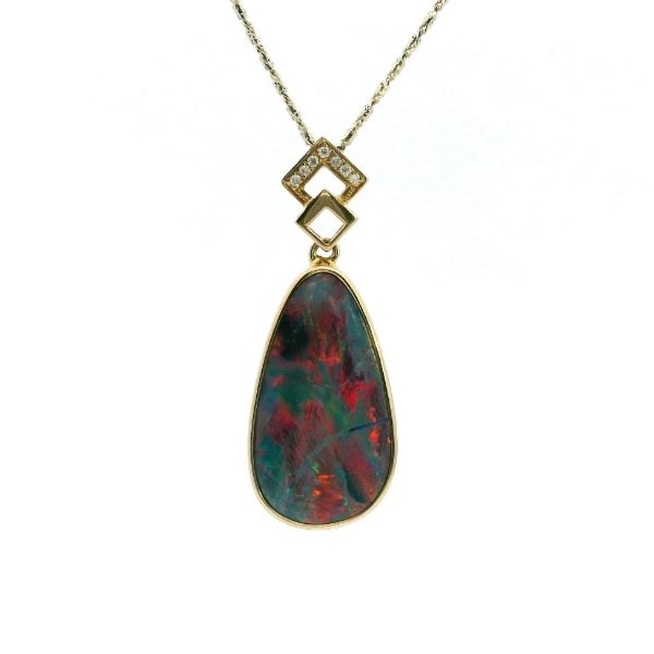 14KY Doublet Opal and Diamond Pendant Kiefer Jewelers Lutz, FL