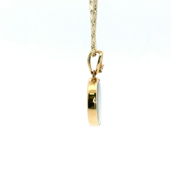 14KY Doublet Oval Opal and Diamond Pendant Image 3 Kiefer Jewelers Lutz, FL