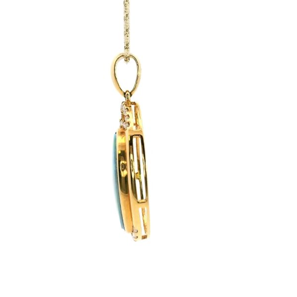 18KY Sand Doublet Opal and Diamond Pendant Image 4 Kiefer Jewelers Lutz, FL