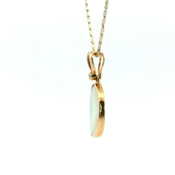 14KY Opal and Diamond Pendant Image 4 Kiefer Jewelers Lutz, FL