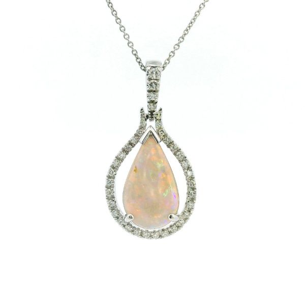 14KW Pear Shape Opal and Diamond Pendant Kiefer Jewelers Lutz, FL