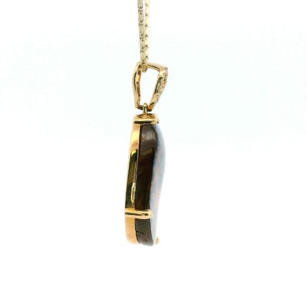 14KY Boulder Opal and Diamond Pendant Image 3 Kiefer Jewelers Lutz, FL