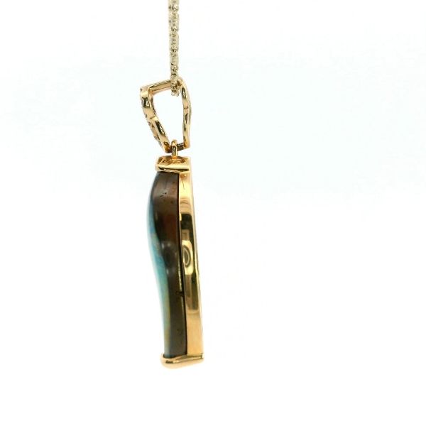 14KY Boulder Opal and Diamond Pendant Image 4 Kiefer Jewelers Lutz, FL