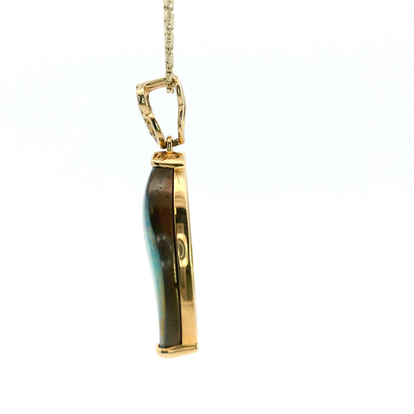 14KY Boulder Opal and Diamond Pendant Image 4 Kiefer Jewelers Lutz, FL