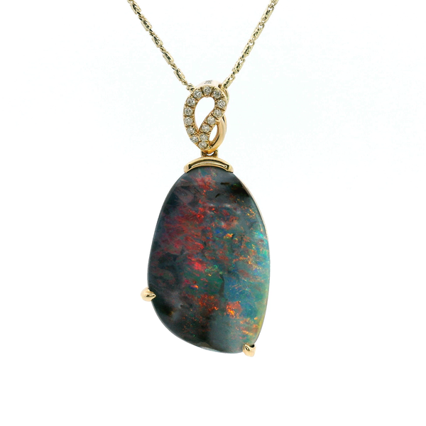 14KY Boulder Opal and Diamond Pendant Kiefer Jewelers Lutz, FL