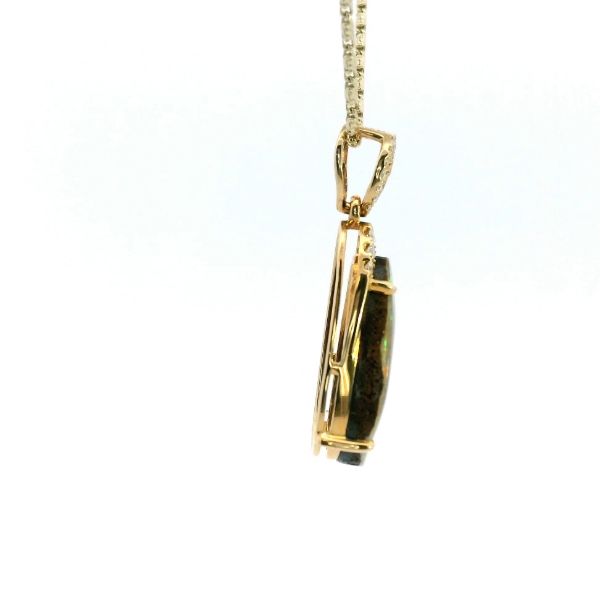 14KY Pear Shape Boulder Opal and Diamond Pendant Image 3 Kiefer Jewelers Lutz, FL