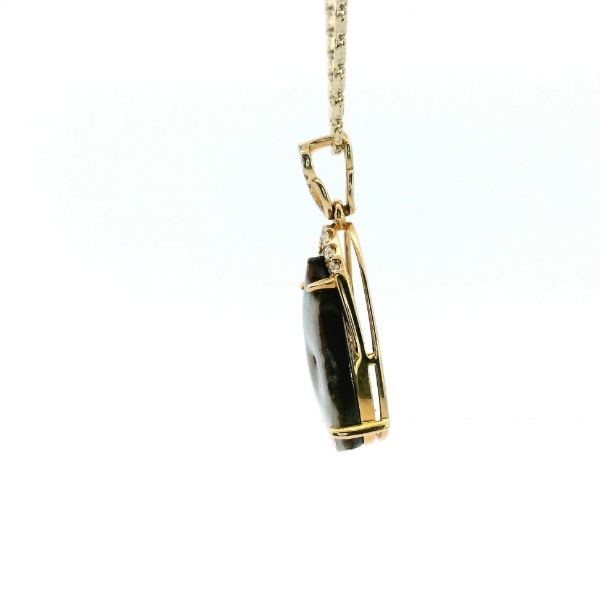 14KY Pear Shape Boulder Opal and Diamond Pendant Image 4 Kiefer Jewelers Lutz, FL