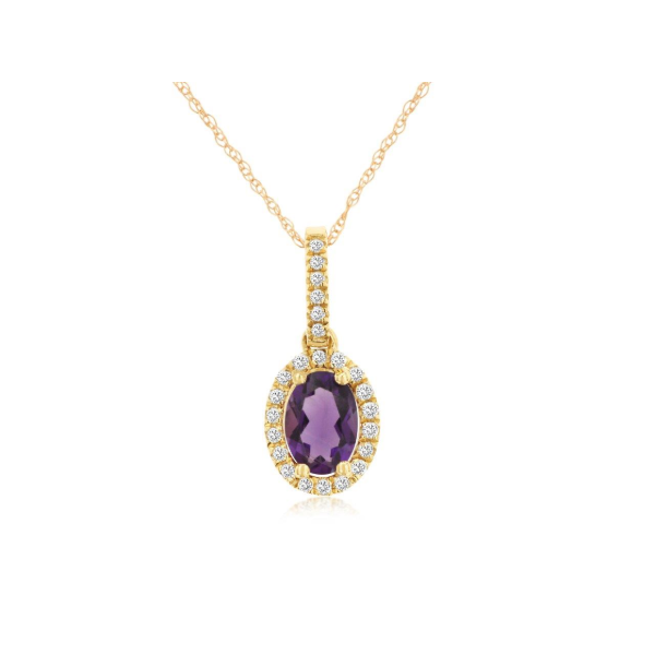 14KY Amethyst and Diamond Halo Necklace Kiefer Jewelers Lutz, FL
