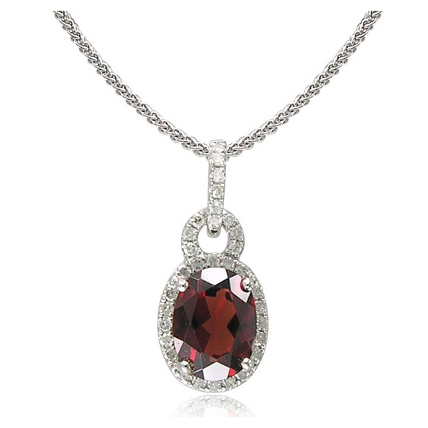 14KW Garnet and Diamond Halo Necklace Kiefer Jewelers Lutz, FL