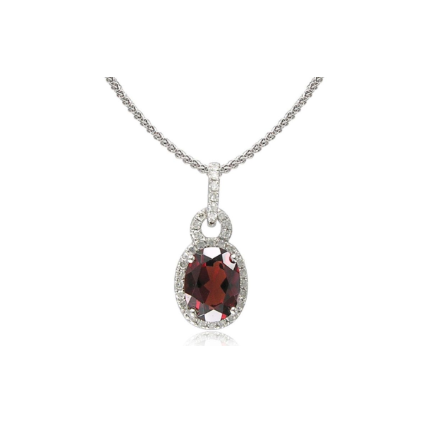 14KW Garnet and Diamond Halo Necklace Kiefer Jewelers Lutz, FL