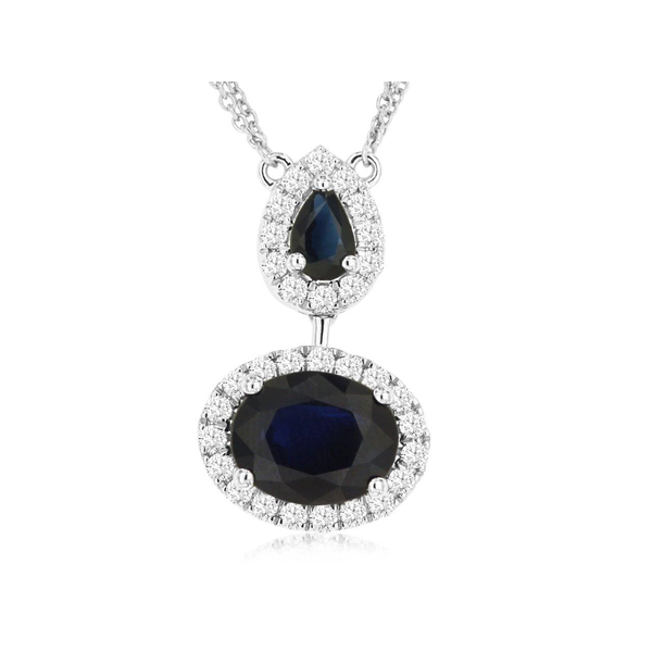 14KW Sapphire and Diamond Drop Necklace Kiefer Jewelers Lutz, FL