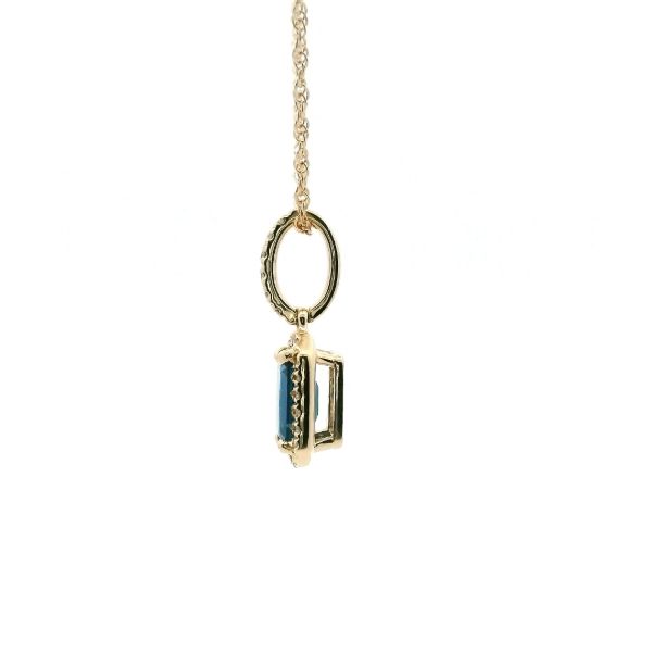14KY Emerald Cut Sapphire and Diamond Halo Necklace Image 4 Kiefer Jewelers Lutz, FL