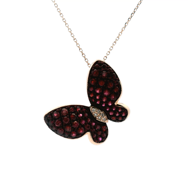 14KR Ruby and Diamond Butterfly Necklace Kiefer Jewelers Lutz, FL