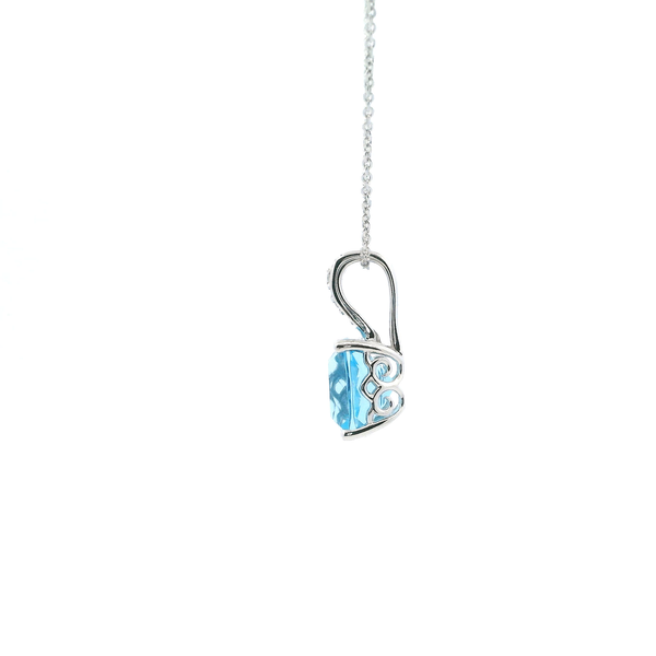 14KW Swiss Blue Topaz and Diamond Necklace Image 3 Kiefer Jewelers Lutz, FL